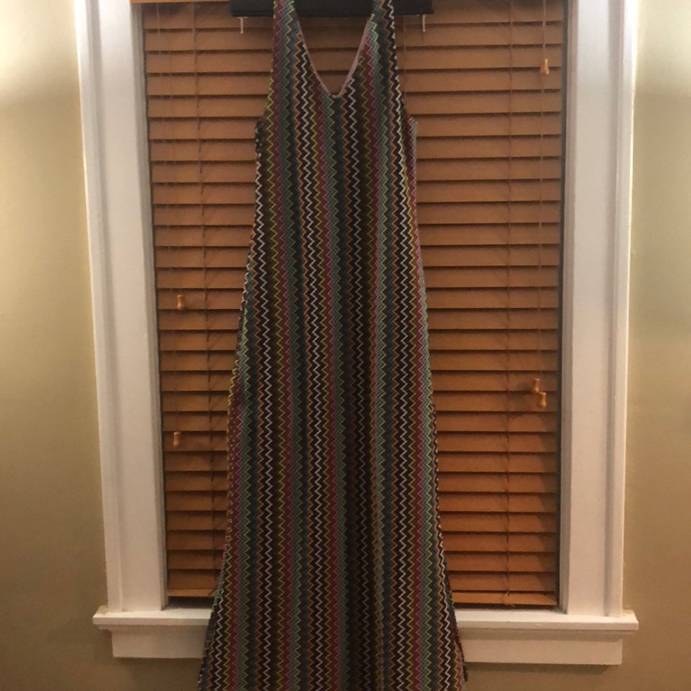 Nice Multi Color form fitting long maxi dress.